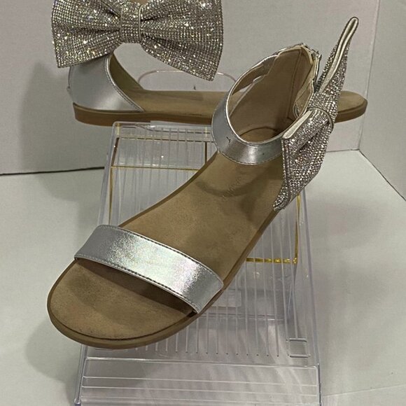 Yosi Samra Miss Cambelle Bow Sandals Silver Rhinestone – Size 2Y - Picture 3 of 8